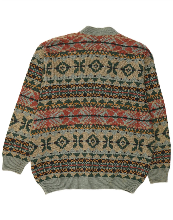 Suéter cardigã masculino Marks & Spencer médio multicolorido Fair Isle