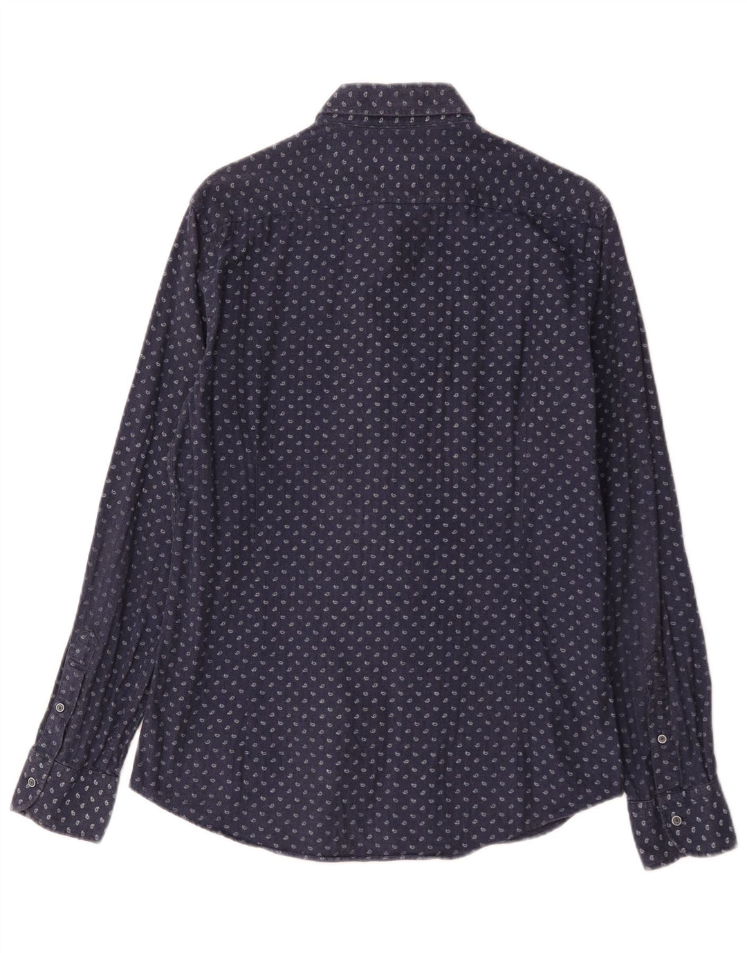 Camisa masculina Massimo Dutti média azul marinho algodão paisley