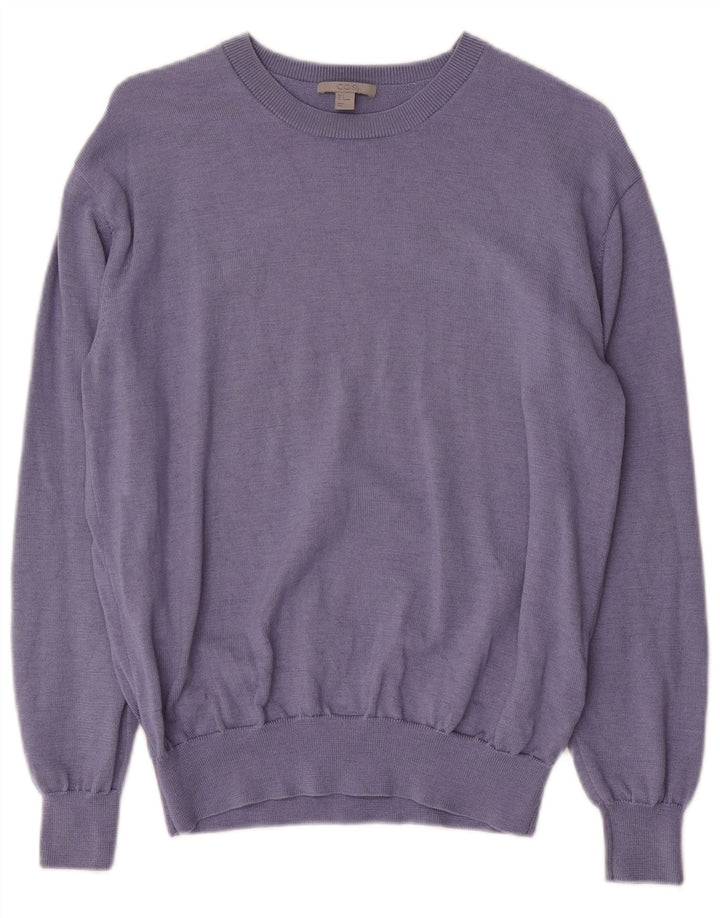 Cos suéter feminino grande com gola canoa Reino Unido 10 lã azul pequena