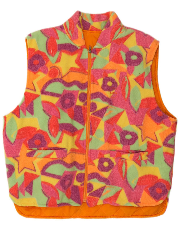 Vintage Mens Fleece Gilet UK 42 XL Multicolorido Geométrico