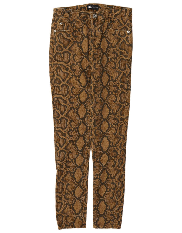 Calça feminina casual skinny Zara EU 40 médio W30 L27 marrom estampa animal