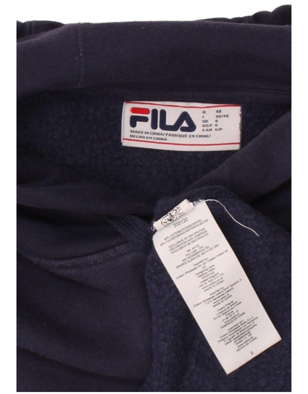 FILA Suéter masculino com capuz pequeno algodão azul marinho