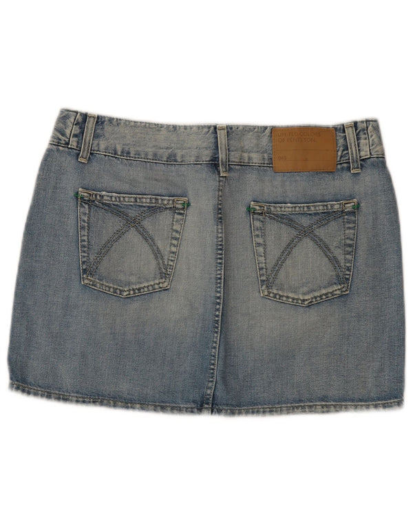 Mini saia jeans feminina Benetton IT 44 médio W32 algodão azul