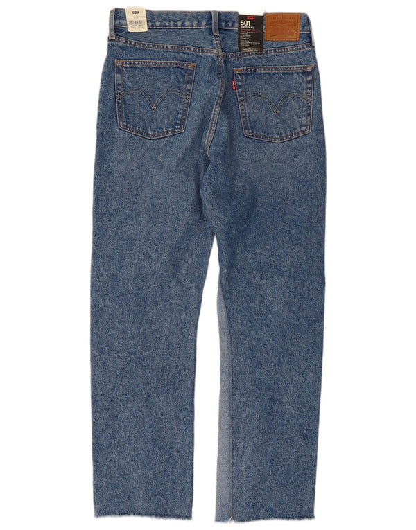 Calça jeans feminina Levi's 501 Straight W31 L28 azul colorblock algodão