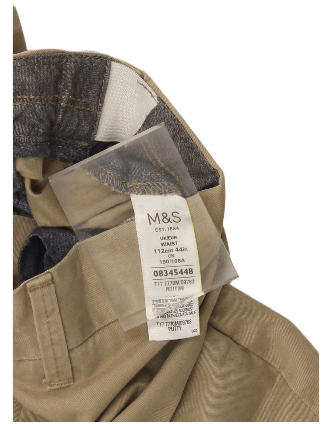 Shorts chino masculino Marks & Spencer W44 2XL algodão bege