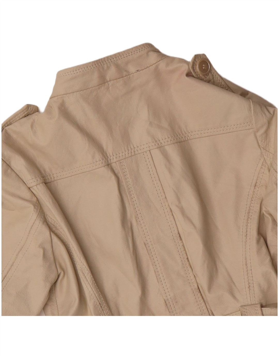 Jaqueta de couro militar feminina vintage IT 44 couro bege médio