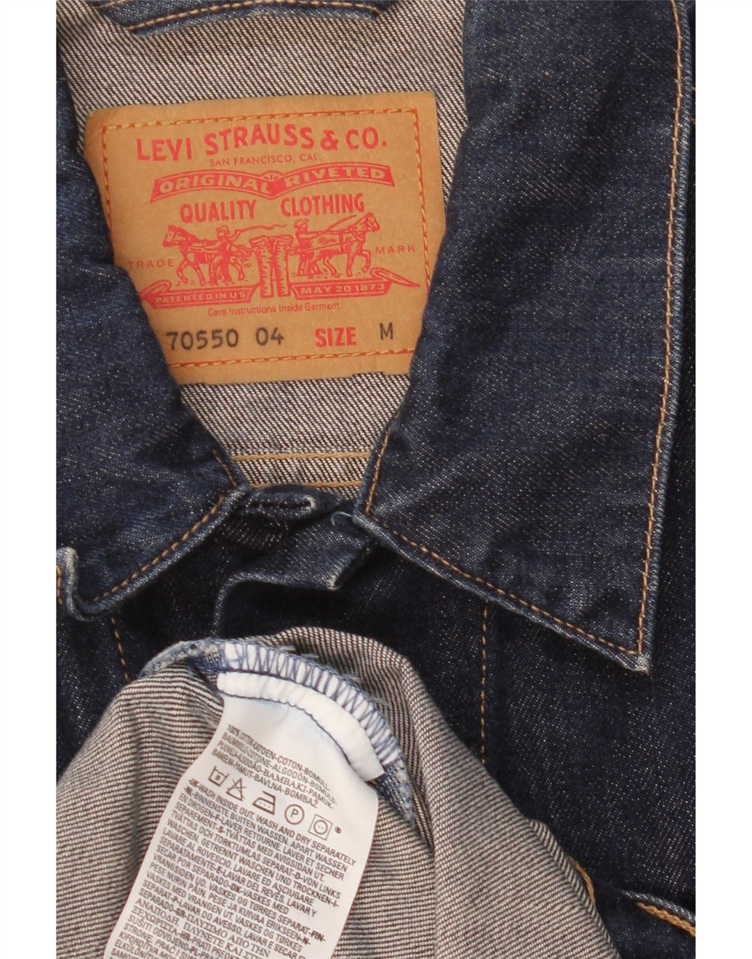 Jaqueta jeans masculina Levi's UK 38 algodão azul marinho médio