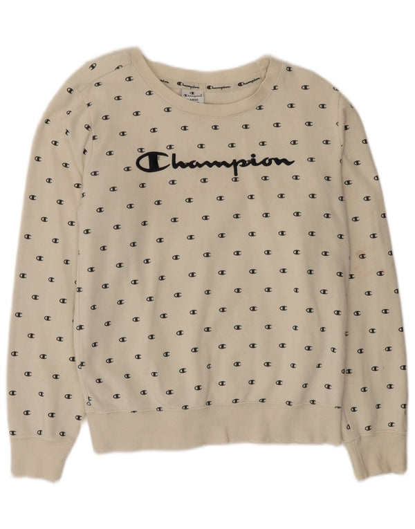 Jumper de moletom gráfico feminino Champion UK 16 grande algodão branco