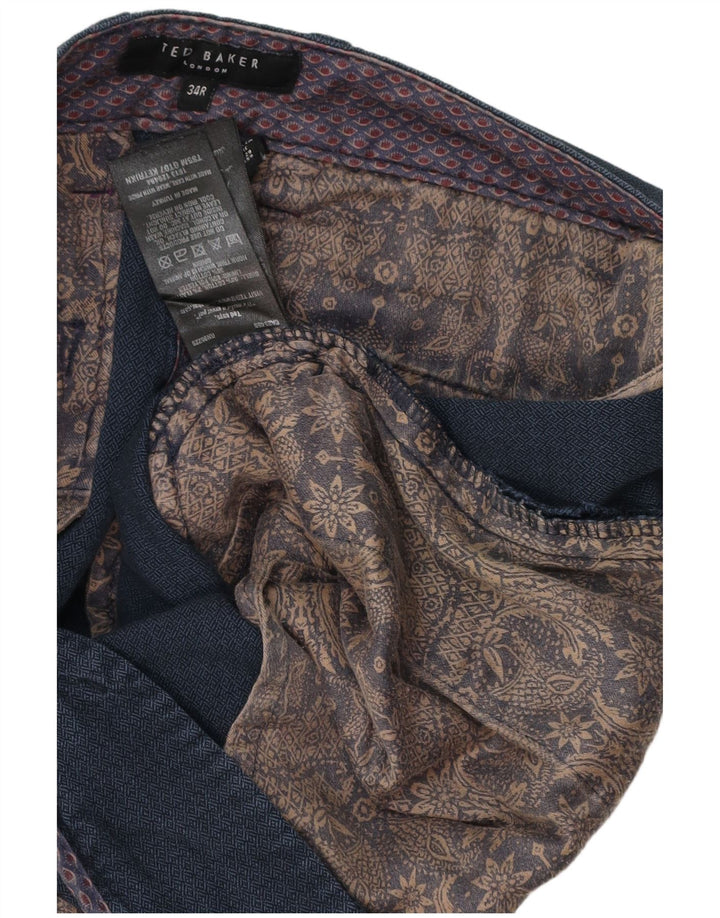 Calça masculina slim Ted Baker W34 L32 algodão azul marinho