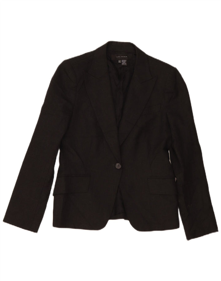 Jaqueta blazer feminina Zara com 1 botão EU 40 poliéster preto médio