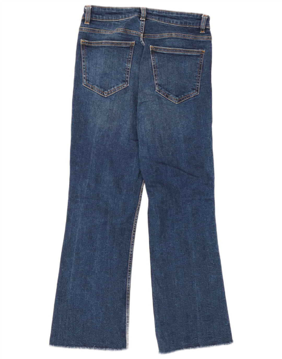 Zara Calça Jeans Feminina Crop Bootcut EU 38 Pequeno W28 L26 Azul Algodão