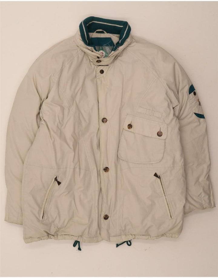 VINTAGE Mens Padded Jacket UK 44 2XL Off White Polyester Vintage Vintage and Second-Hand Vintage from Messina Hembry 