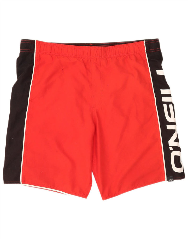 Shorts de natação masculino O'Neal gráfico grande bloco colorido vermelho