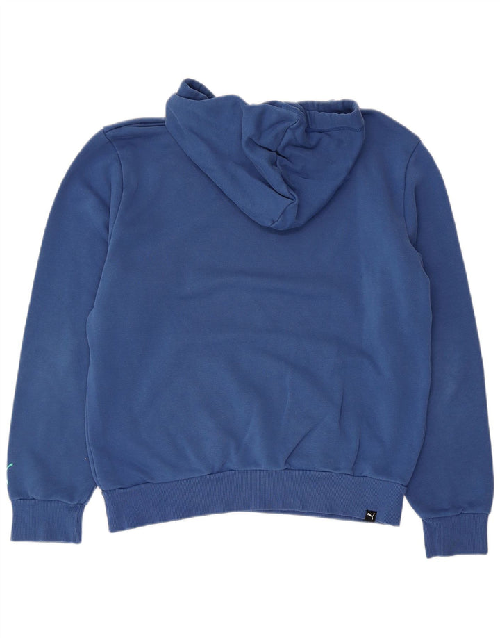 Puma masculino gráfico moletom com capuz pequeno algodão azul