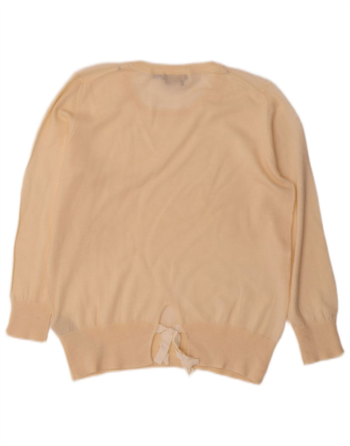Suéter feminino Massimo Dutti com gola redonda Reino Unido 12 lã bege médio