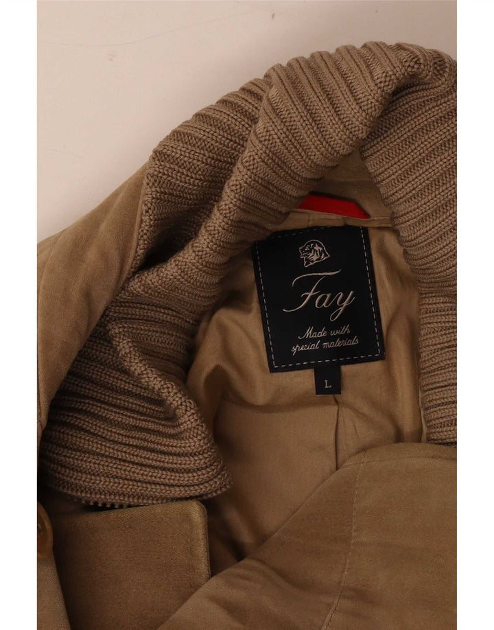 Jaqueta blazer masculina Fay com peito duplo Reino Unido 40 grande bege