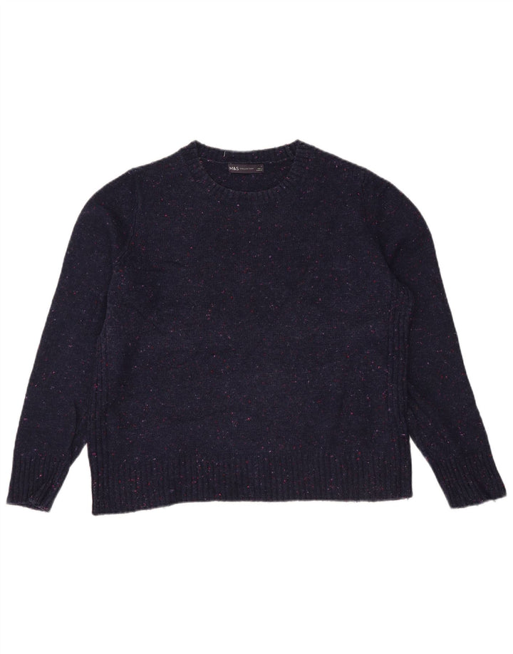 Suéter feminino Marks & Spencer com gola redonda Reino Unido 12 médio azul marinho