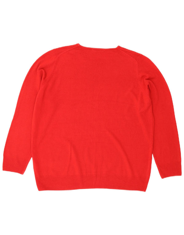 Suéter feminino Marks & Spencer com gola redonda UK 20 2XL acrílico vermelho