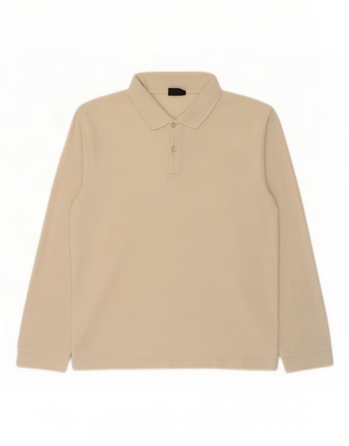 Camisa polo masculina de manga comprida Champion algodão bege médio