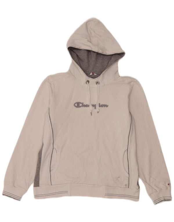 Jumper feminino com capuz gráfico Champion UK 18 XL branco colorblock algodão