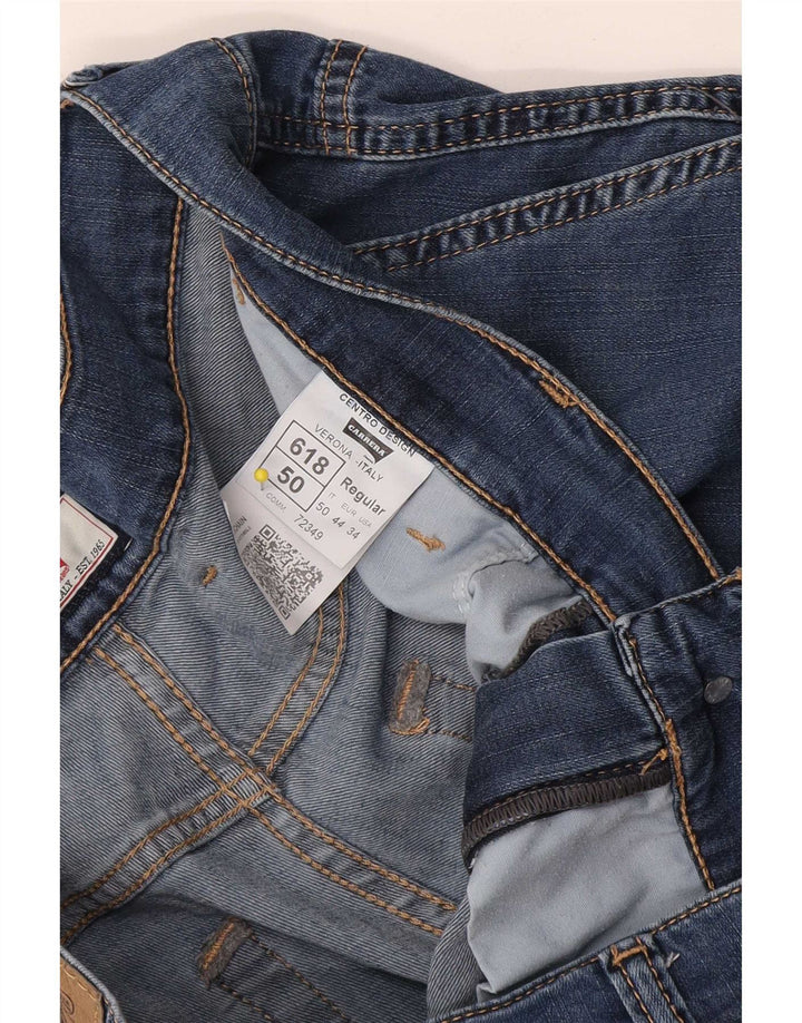 Carrera Mens 618 Denim Cargo Shorts W34 Grande Azul Algodão