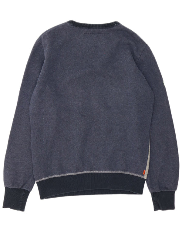 Superdry moletom gráfico masculino jumper médio azul marinho algodão colorblock