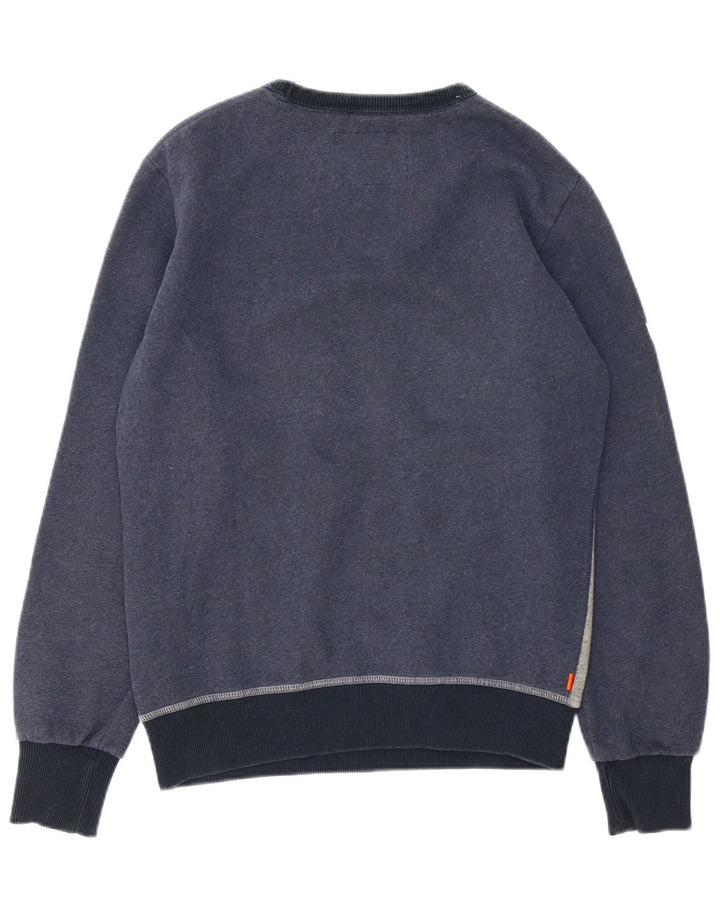 Superdry moletom gráfico masculino jumper médio azul marinho algodão colorblock