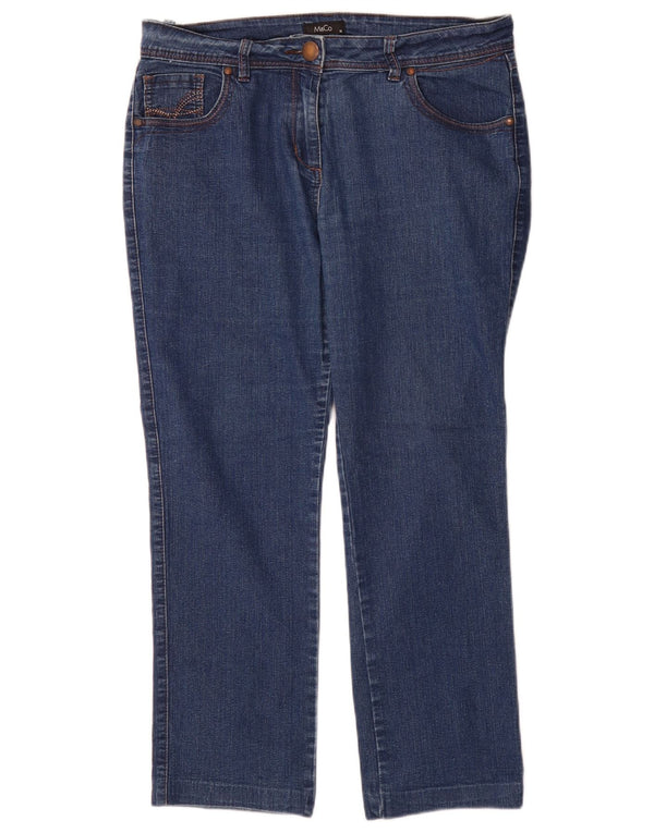 Calça jeans reta feminina M&Co Reino Unido 14 grande W32 L28 algodão azul