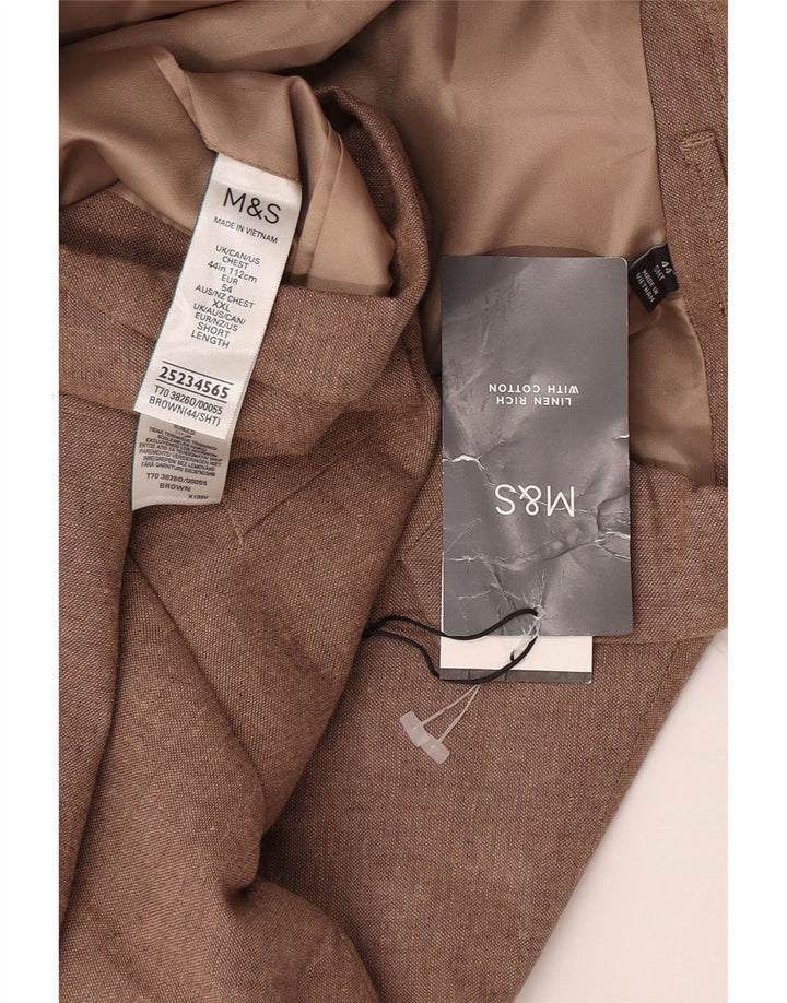 Jaqueta Blazer Masculina Marks & Spencer com 2 Botões Reino Unido 44 XL Linho Marrom