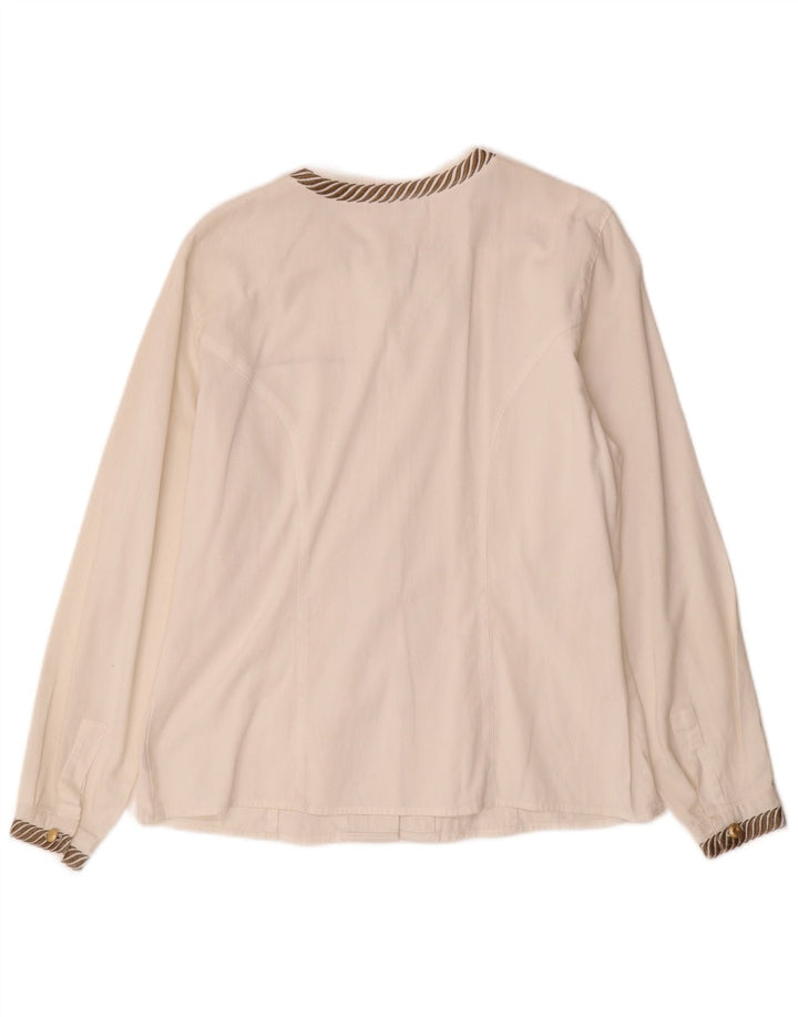 Blusa feminina ROCCOBAROCCO IT 46 grande algodão listrado branco