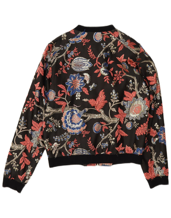 Jaqueta bomber feminina Guess UK 6 XS preta floral poliéster