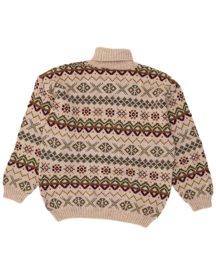 Suéter masculino Wit Boy com gola redonda, grande bege, lã de alpaca Fair Isle