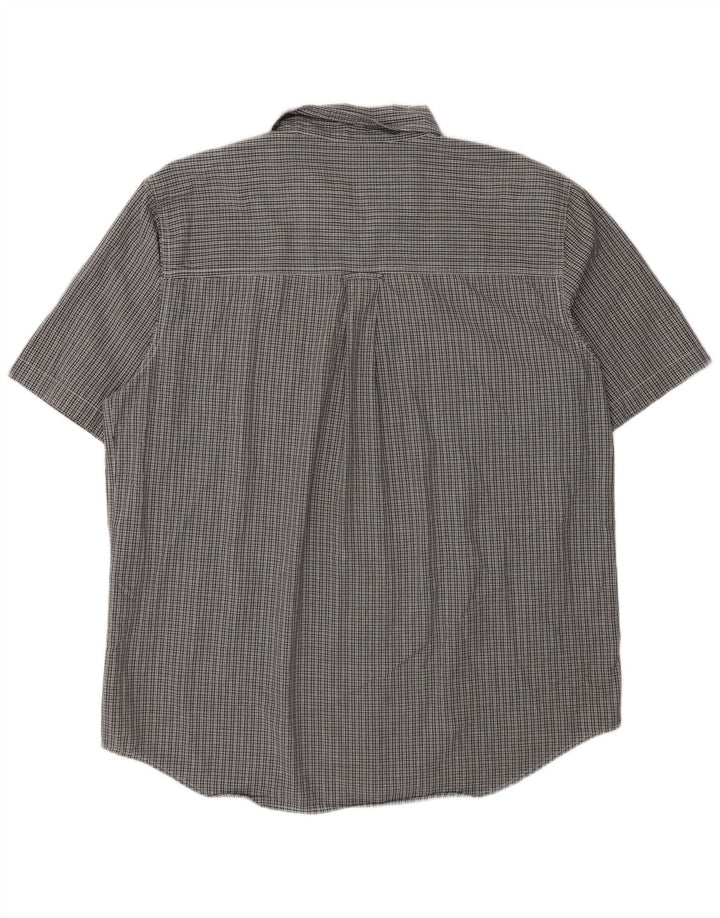 Camisa masculina de manga curta Chaps Easy Care grande algodão xadrez cinza