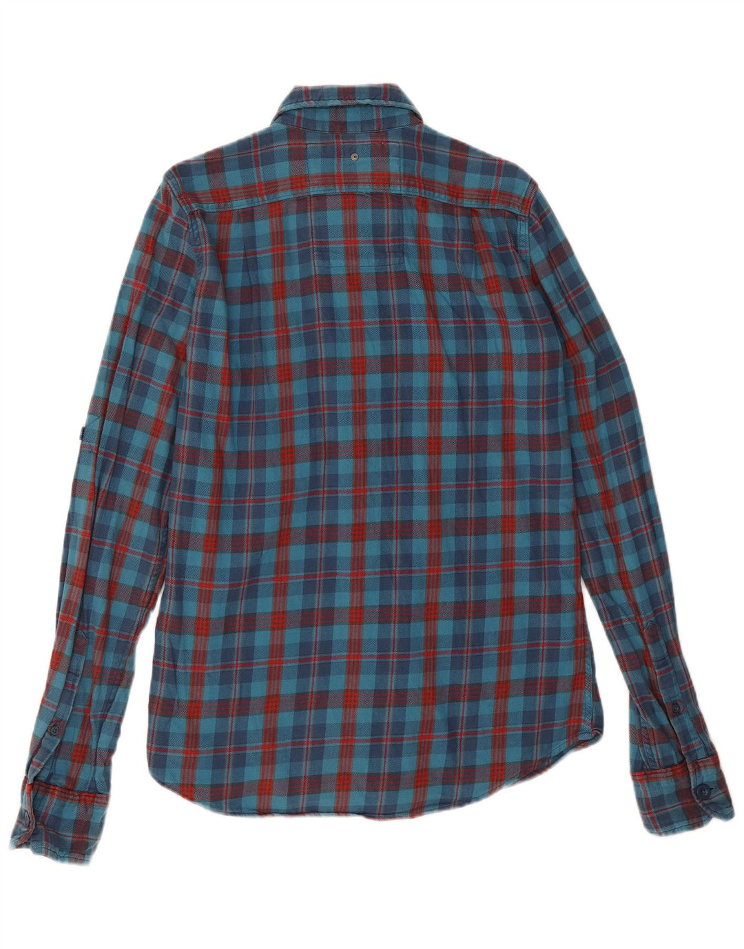 Camisa masculina de flanela Superdry algodão xadrez azul médio