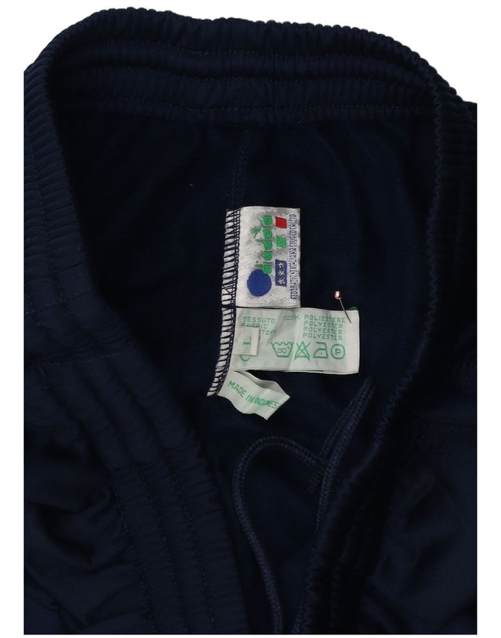 Calça de treino masculina Diadora grande poliéster azul marinho