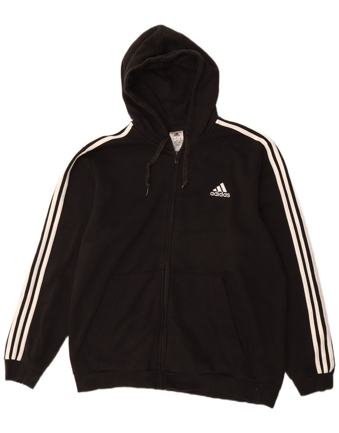 ADIDAS Mens Zip Hoodie Sweater XL Algodão Preto