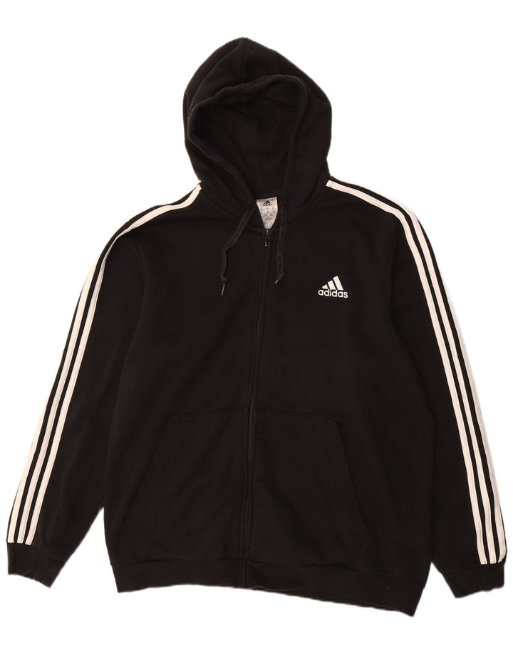 ADIDAS Mens Zip Hoodie Sweater XL Algodão Preto