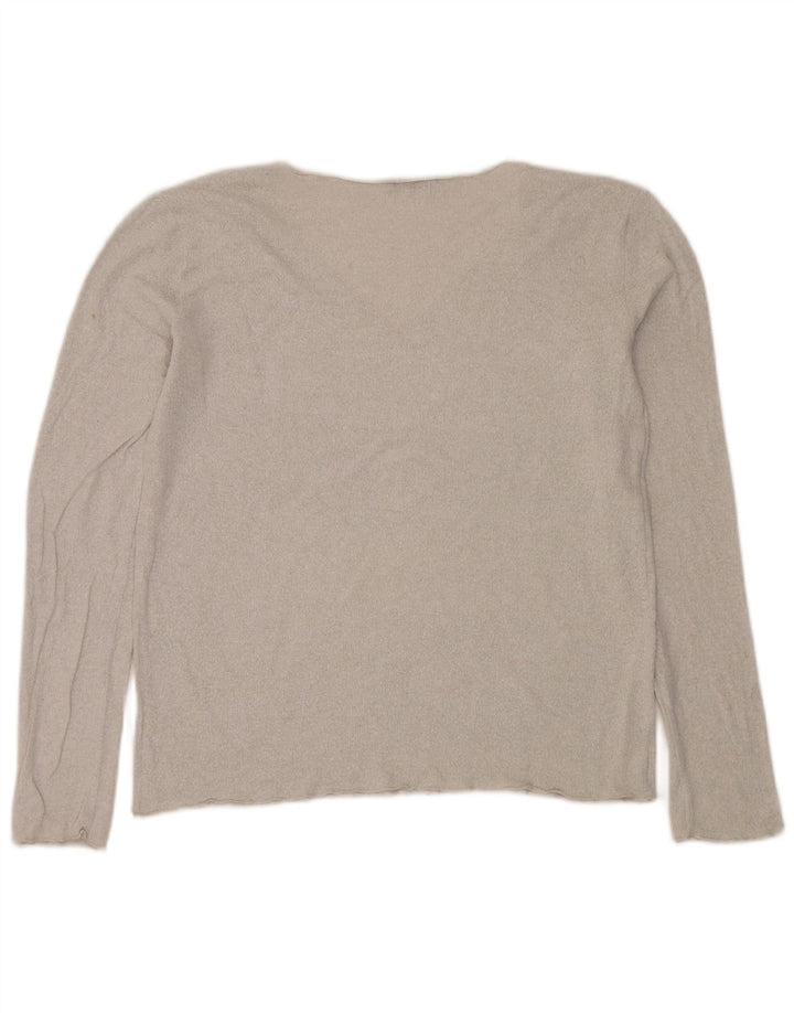 Suéter feminino Zara com decote em V Reino Unido 16 grande prateado