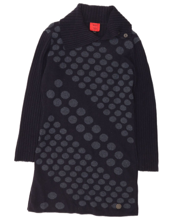 Vestido jumper feminino Barbour de manga comprida Reino Unido 14 grande azul marinho geométrico