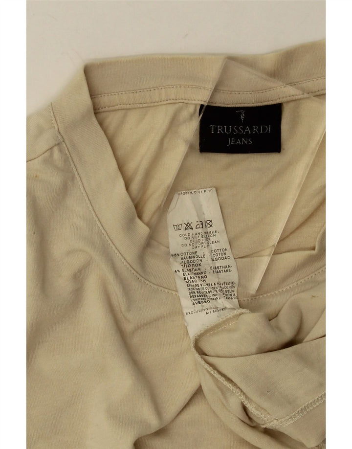 TRUSSARDI JEANS Camiseta masculina Top 2XL Algodão Bege