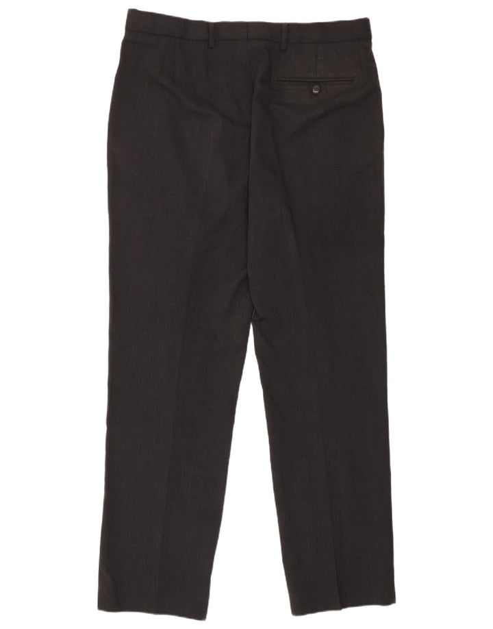 Calça masculina de ajuste regular Marks & Spencer W34 L31 lã cinza