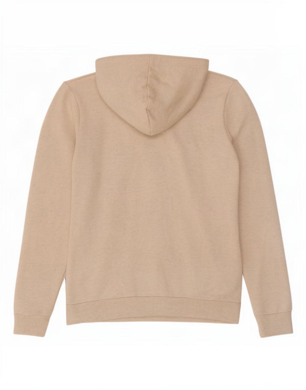 Puma feminino moletom com capuz UK 10 pequeno algodão manchado bege