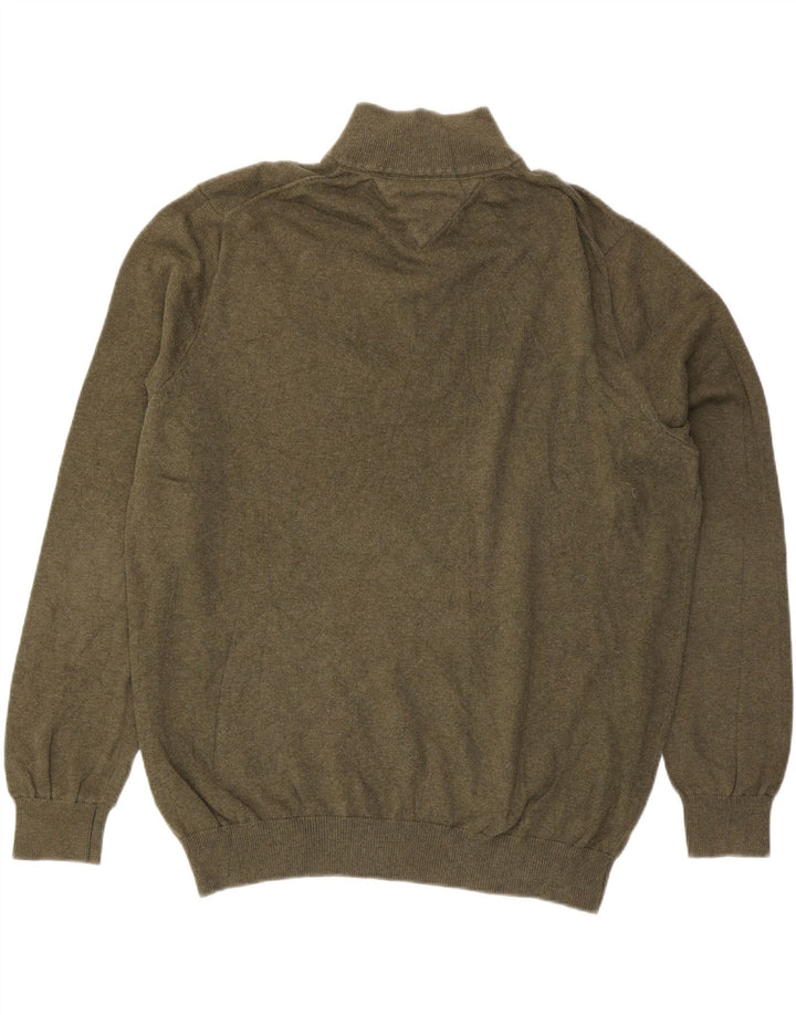 Suéter masculino TOMMY HILFIGER com zíper e gola 2XL algodão cáqui