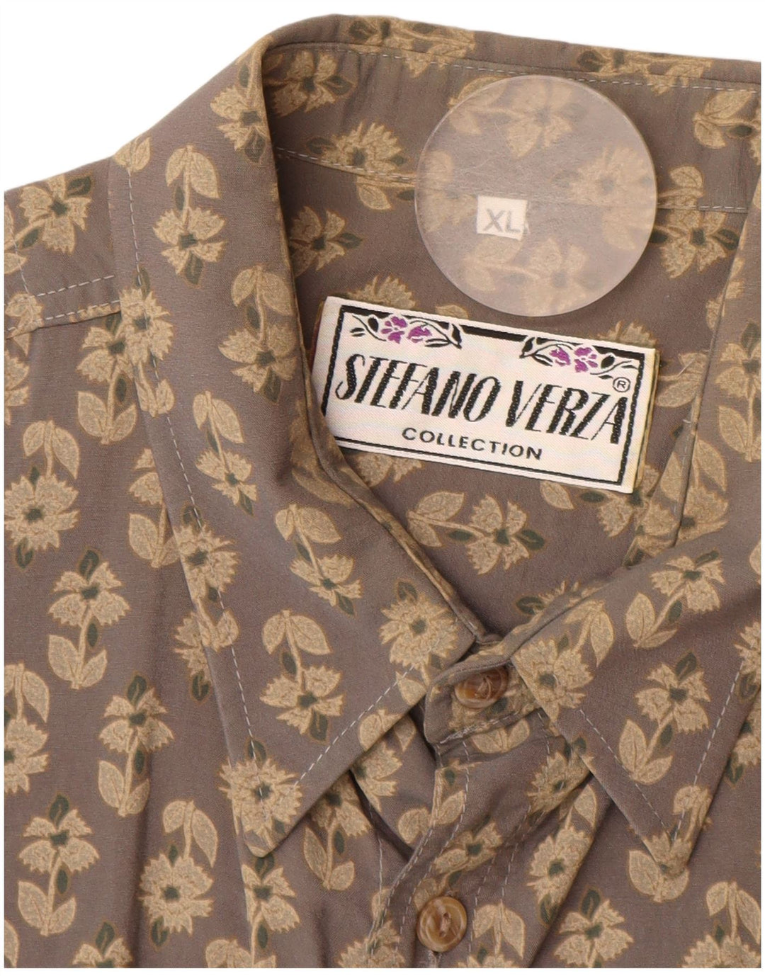 Camisa masculina vintage XL cinza floral viscose