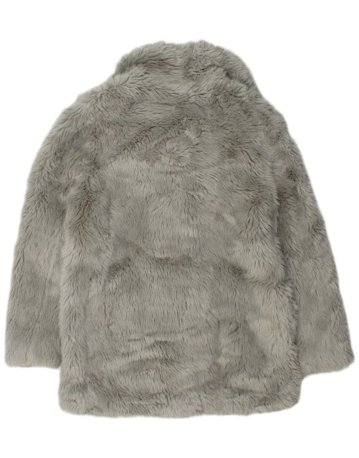 Sobretudo feminino Topshop de pele sintética Reino Unido 12 Modacryl cinza médio