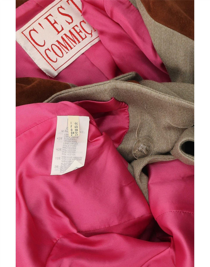 Jaqueta blazer feminina C'EST COMMECA Reino Unido 12 bloco colorido cinza médio