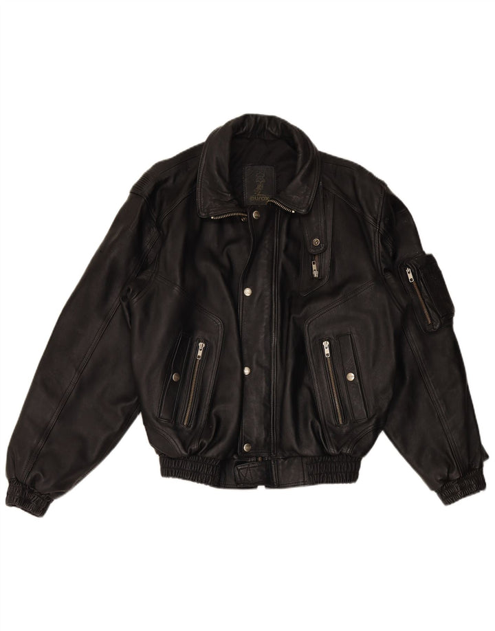 Jaqueta de corrida masculina de couro gráfico EUROX UK 40 grande couro preto