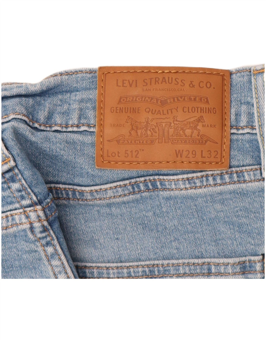 Jeans feminino Levi's 512 Tapered Slim recortado W29 L26 algodão azul