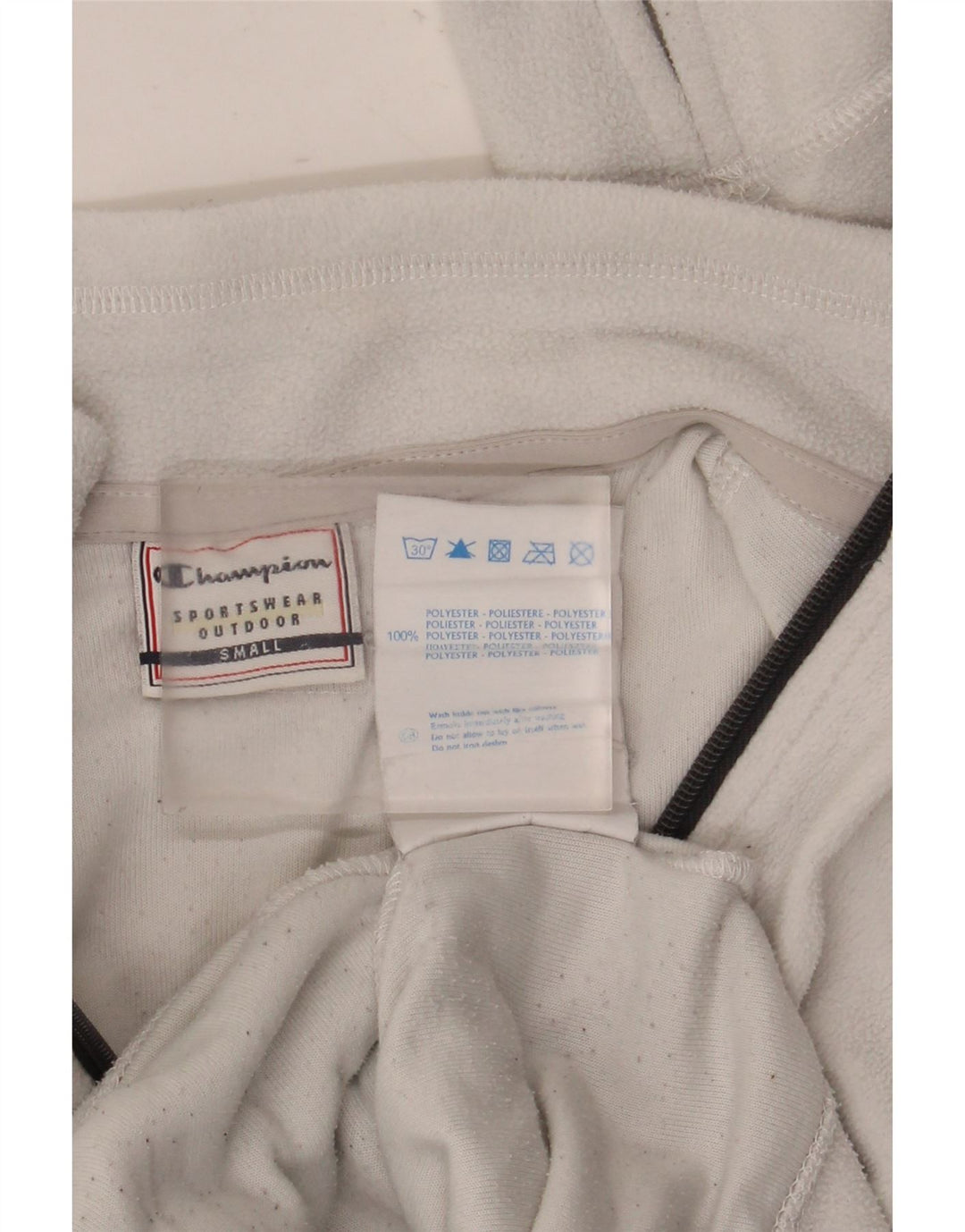 Jaqueta feminina de lã gráfica Champion UK 10 pequena poliéster branco