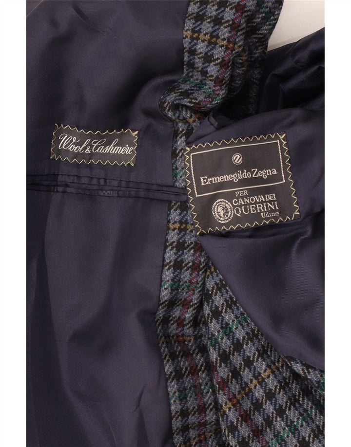 Ermenegildo Zegna Jaqueta blazer masculina de 2 botões Reino Unido 38 Médio Azul Houndstooth
